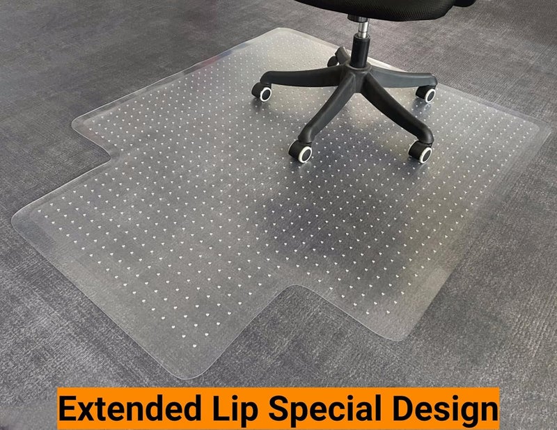 CAICFYIN 45"x 53"x0.1" Office Chair Mat for Carpet,Slip Resistant Heavy Duty Under Desk Protector Carpeted Floors,Easy Glide Rolling Floor Mat for Office Chair with Extended Lip - Image 5